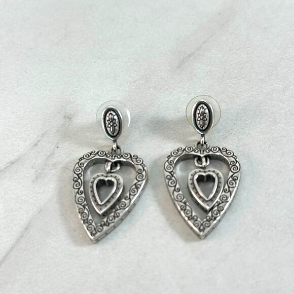 Brighton L'Amore Double Heart Earrings NWOT - Picture 1 of 4